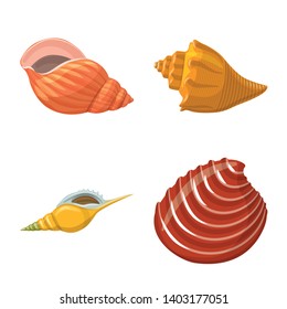 Vector design of seashell and mollusk logo. Set of seashell and seafood  stock vector illustration.