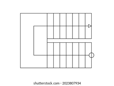 Vector design of a semicircular house staircase sketch commonly used in homes