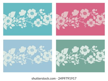 Vector design for serving napkins, handkerchiefs, cards, business cards. Two-color floral simple ornament. Stylized large flowers.