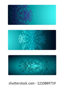 Vector design, set of banners, with ornaments, isolated on white background, hand drawing