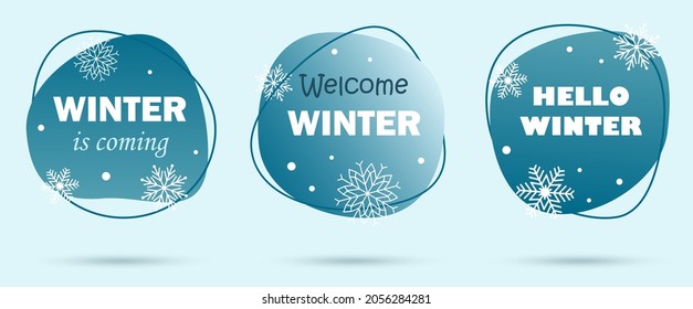 Vector design set of banners for winter season. Bright winter snoflakes. Collection for seasonal template, flyer, poster, card, label