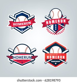 Vector Design Set For Baseball Sport Team Logo