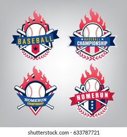 Vector design set of Baseball sport team logo