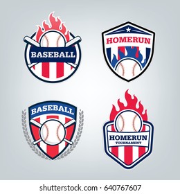 Vector design set of Baseball sport team logo