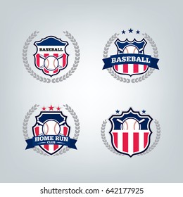 Vector design set of Baseball sport team logo