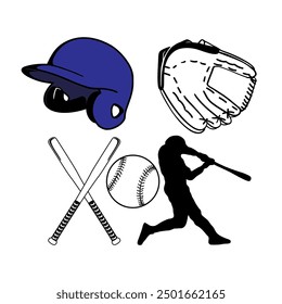 Diseño de Vector de un conjunto de deportes de béisbol