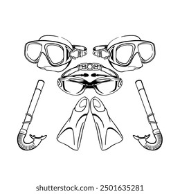 vector design of a set of basic swimming equipment