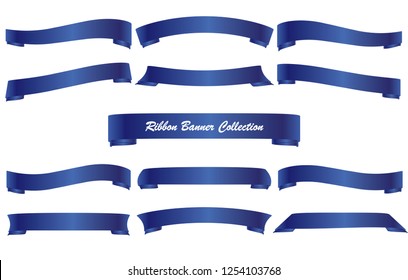 Vector design set of Blue ribbon banner collection isolated