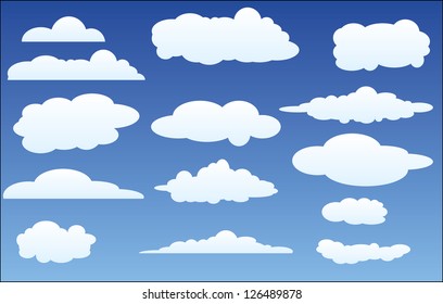 Vector design set of clouds in the sky