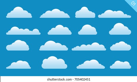 Vector design set of clouds in the sky