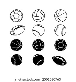 vector design of a set of different types of balls in sports