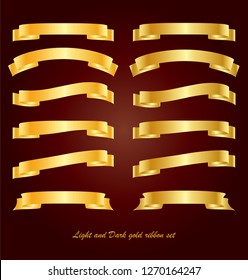 Vector design set of gold ribbon banner collection isolated