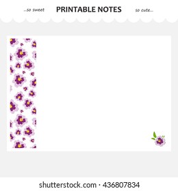 Vector design set of printable paper. Beautiful page list for school notebook, diary, sketchbook, letter or note. A4 size, options without line. Flower art