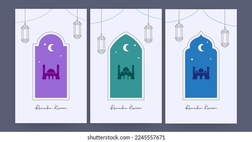 vector design set. Ramadan kareem. Ramadan concept Islamic greeting card template for wallpaper design. Posters, media banners