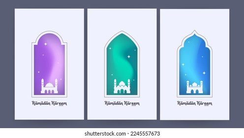 vector design set. Ramadan kareem. Ramadan concept Islamic greeting card template for wallpaper design. Posters, media banners