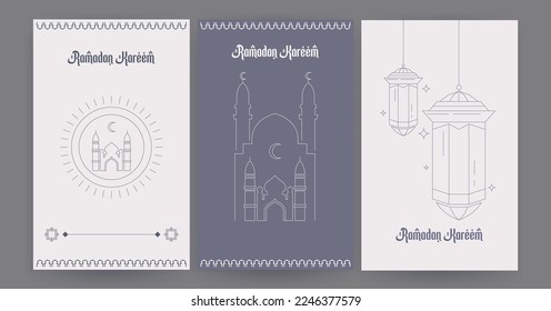 vector design set. ramadan kareem vector. to celebrate the holy month of Ramadan for Muslims, accompanied by Muslim and ramadan ornaments