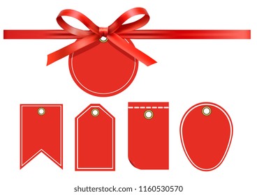 vector design set of red label blank template