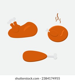 diseño vectorial de un conjunto de pollo asado