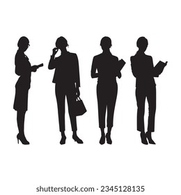 Vector design set silhouette of businesswoman