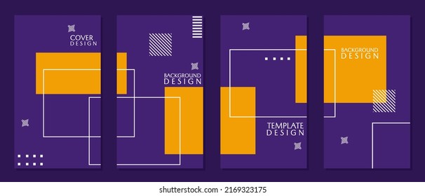 vector design. set of social network stories in purple color. set of templates for social media with geometric backgrounds