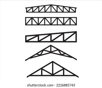 vector design of several types of truss frames, whether it's steel truss frames or wooden truss frames which are usually used to support the roof of a building or to protect the building from above