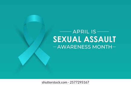 Vector design for Sexual Assault Awareness Month in April. Realistic ribbon. Education and prevention of sexual violence are the goals of this annual campaign. Banner poster, flyer and background.