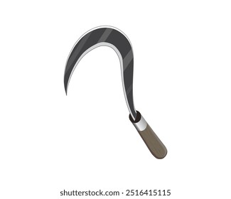 vector design of a sharp knife-like tool for cutting weeds or grass and also rice called a celurit