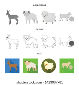 Vector design of sheep and goat icon. Set of sheep and happy  stock symbol for web.