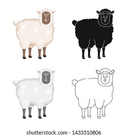 Vector design of sheep and pet icon. Set of sheep and lamb vector icon for stock.