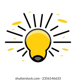 vector design of a shining yellow light bulb as a symbol of the arrival of a good idea