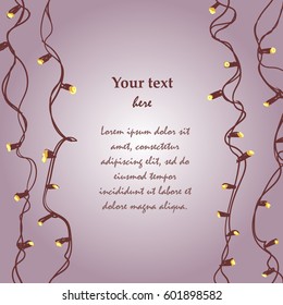 Vector design with shiny garland on violet background.