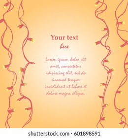 Vector design with shiny garland on orange background.