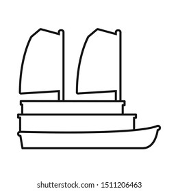 Vector design of ship and vietnamese sign. Graphic of ship and boat vector icon for stock.
