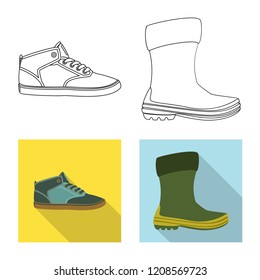 Vector design of shoe and footwear icon. Set of shoe and foot stock vector illustration.