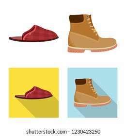 Vector design of shoe and footwear icon. Set of shoe and foot stock vector illustration.