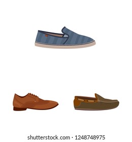 Vector design of shoe and footwear icon. Set of shoe and foot vector icon for stock.