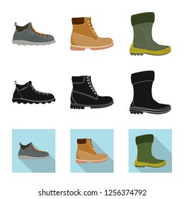 Vector design of shoe and footwear icon. Collection of shoe and foot vector icon for stock.