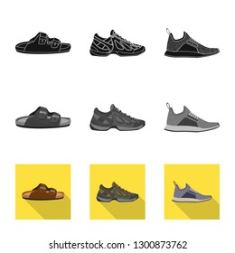 Vector design of shoe and footwear icon. Set of shoe and foot vector icon for stock.