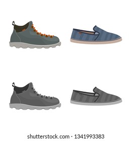 Vector design of shoe and footwear icon. Set of shoe and foot stock vector illustration.