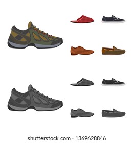 Vector design of shoe and footwear icon. Collection of shoe and foot vector icon for stock.