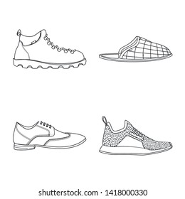 Vector design of shoe and footwear icon. Set of shoe and foot vector icon for stock.