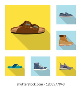 Vector design of shoe and footwear logo. Set of shoe and foot stock symbol for web.