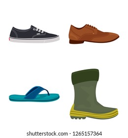 Vector design of shoe and footwear logo. Collection of shoe and foot stock symbol for web.