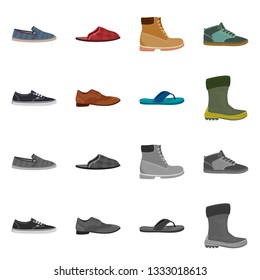 Vector design of shoe and footwear logo. Set of shoe and foot stock symbol for web.