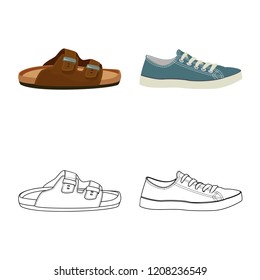 Vector design of shoe and footwear sign. Collection of shoe and foot vector icon for stock.