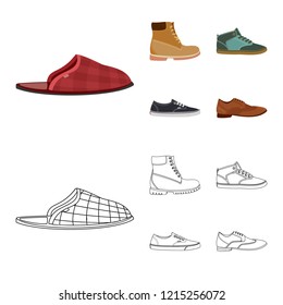 Vector design of shoe and footwear sign. Collection of shoe and foot stock symbol for web.