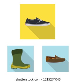 Vector design of shoe and footwear sign. Set of shoe and foot stock symbol for web.