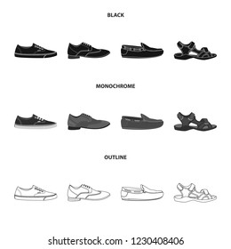 Vector design of shoe and footwear sign. Collection of shoe and foot stock vector illustration.