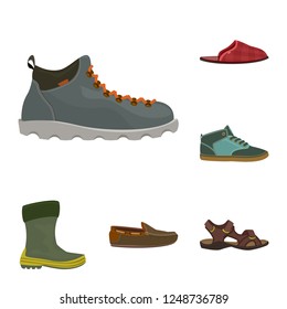 Vector design of shoe and footwear sign. Set of shoe and foot stock vector illustration.
