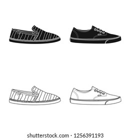 Vector design of shoe and footwear sign. Set of shoe and foot vector icon for stock.